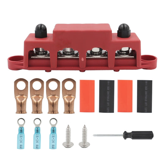 Red M10 Stud RV Ship High Current Power Distribution Terminal Block with Accessories - Fuse by buy2fix | Online Shopping UK | buy2fix