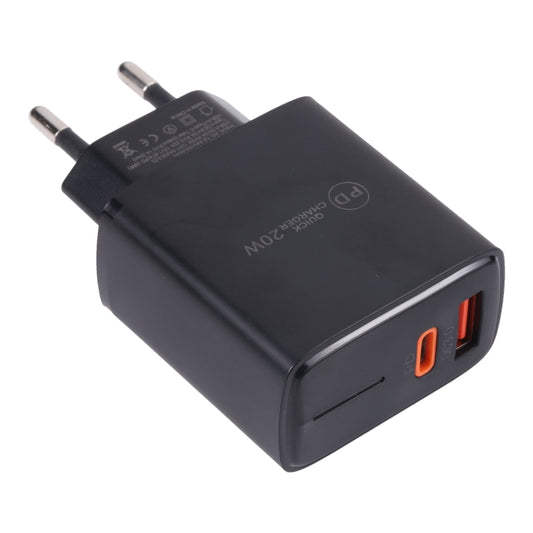 LZ-1130 PD 20W Type-C+QC 3.0 USB Fast Charger, Plug Type:EU Plug(Black) - USB Charger by buy2fix | Online Shopping UK | buy2fix