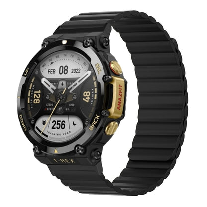 For Amazfit T-Rex 2 Silicone Magnetic Dual-color Watch Band(Black) - Watch Bands by buy2fix | Online Shopping UK | buy2fix