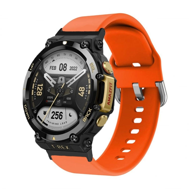 For Amazfit T-Rex 2 Silicone Reverse Buckle Watch Band(Orange) by buy2fix