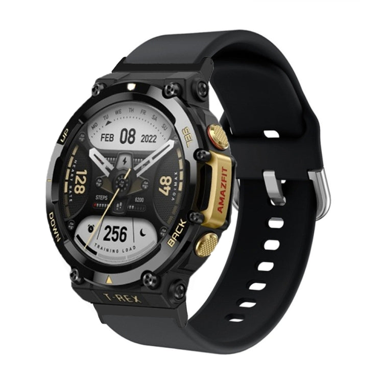 For Amazfit T-Rex 2 Silicone Reverse Buckle Watch Band(Black) - Watch Bands by buy2fix | Online Shopping UK | buy2fix