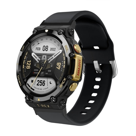 For Amazfit T-Rex 2 Silicone Reverse Buckle Watch Band(Black) - Watch Bands by buy2fix | Online Shopping UK | buy2fix