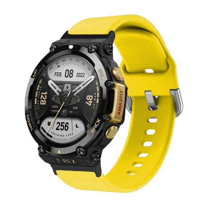For Amazfit T-Rex 2 Silicone Reverse Buckle Watch Band(Yellow) - Watch Bands by buy2fix | Online Shopping UK | buy2fix