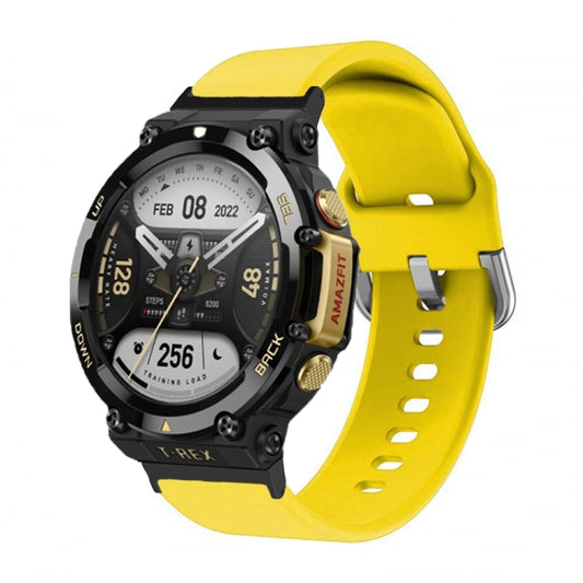 For Amazfit T-Rex 2 Silicone Reverse Buckle Watch Band(Yellow) - Watch Bands by buy2fix | Online Shopping UK | buy2fix