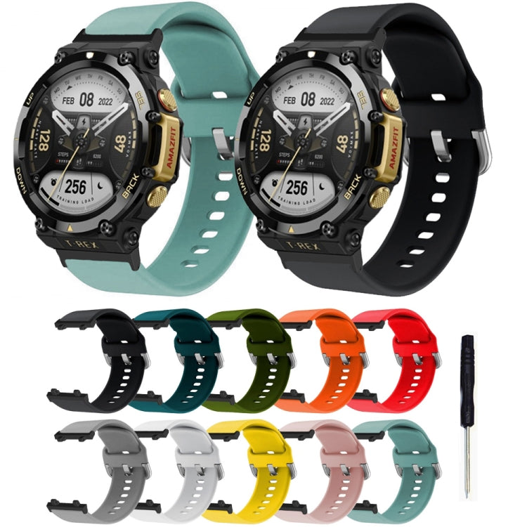 For Amazfit T-Rex 2 Silicone Reverse Buckle Watch Band(Yellow) - Watch Bands by buy2fix | Online Shopping UK | buy2fix