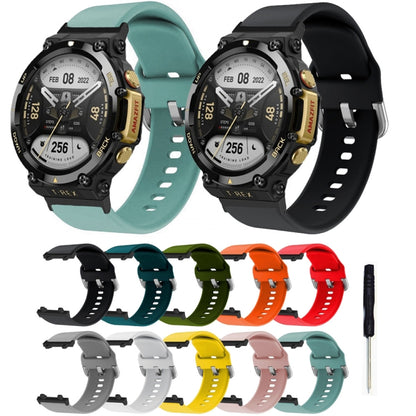 For Amazfit T-Rex 2 Silicone Reverse Buckle Watch Band(Yellow) - Watch Bands by buy2fix | Online Shopping UK | buy2fix