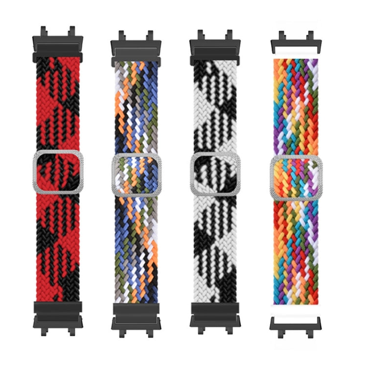 For Amazfit T-Rex 2 Adjustable Buckle Braided Nylon Watch Band(Black White) - Watch Bands by buy2fix | Online Shopping UK | buy2fix