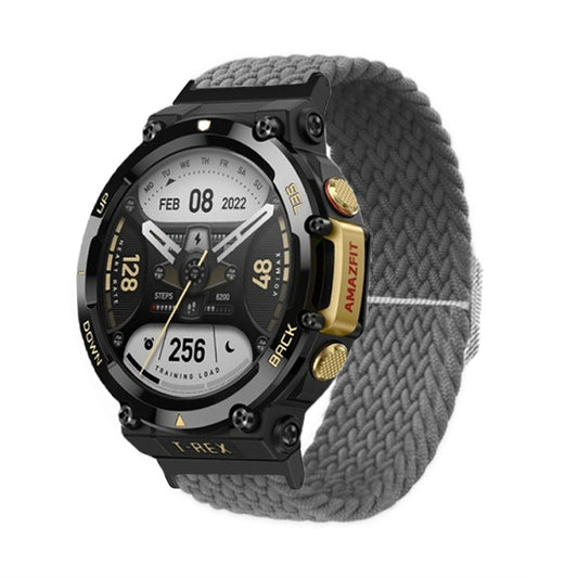 For Amazfit T-Rex 2 Adjustable Buckle Braided Nylon Watch Band(Grey) - Watch Bands by buy2fix | Online Shopping UK | buy2fix