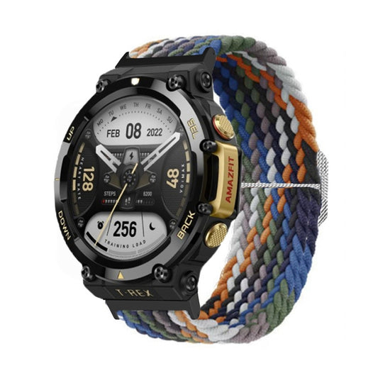 For Amazfit T-Rex 2 Adjustable Buckle Braided Nylon Watch Band(Colorful) - Watch Bands by buy2fix | Online Shopping UK | buy2fix