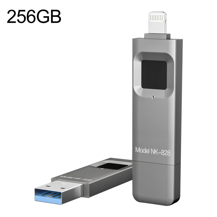 256GB NK-828 8 Pin + USB 2 in 1 Zinc Alloy U Disk with Fingerprint Unlock by buy2fix