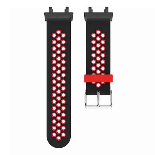 For Amazfit T-Rex 2 3-Row Holes Two-color Silicone Watch Band(Black Red) - Watch Bands by buy2fix | Online Shopping UK | buy2fix