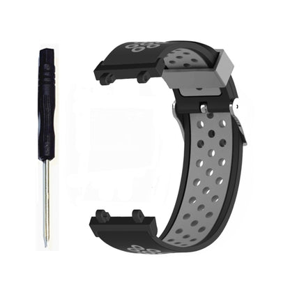 For Amazfit T-Rex 2 3-Row Holes Two-color Silicone Watch Band(Black Grey) - Watch Bands by buy2fix | Online Shopping UK | buy2fix