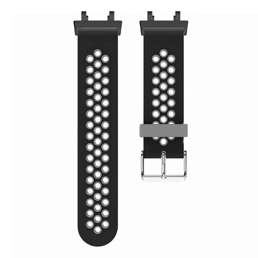 For Amazfit T-Rex 2 3-Row Holes Two-color Silicone Watch Band(Black Grey) - Watch Bands by buy2fix | Online Shopping UK | buy2fix