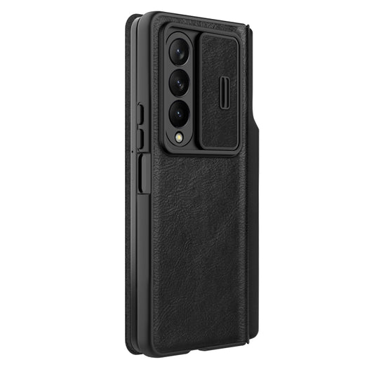 For Samsung Galaxy Z Fold4 5G NILLKIN QIN Series Pro Sliding Camera Cover Design Leather Phone Case(Black) - Galaxy Z Fold4 5G Cases by NILLKIN | Online Shopping UK | buy2fix