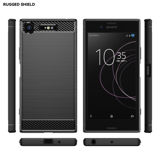 For Sony Xperia XZ1 Brushed Texture Carbon Fiber TPU Phone Case(Black) - Sony Cases by buy2fix | Online Shopping UK | buy2fix
