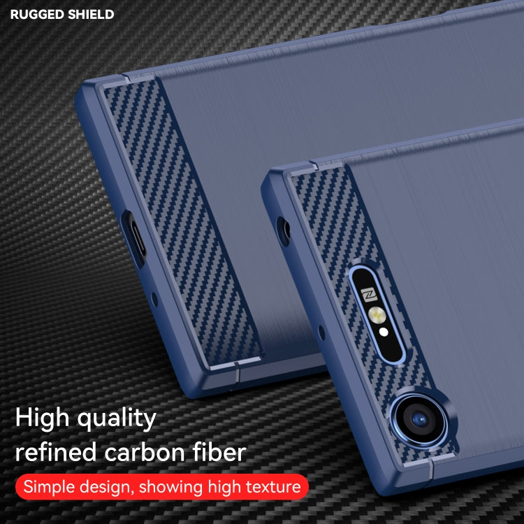 For Sony Xperia XZ1 Brushed Texture Carbon Fiber TPU Phone Case(Blue) by buy2fix