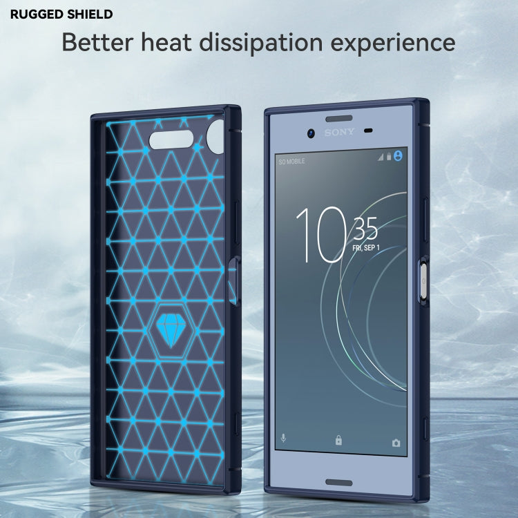 For Sony Xperia XZ1 Brushed Texture Carbon Fiber TPU Phone Case(Blue) by buy2fix