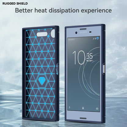 For Sony Xperia XZ1 Brushed Texture Carbon Fiber TPU Phone Case(Blue) by buy2fix