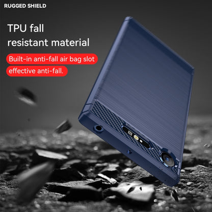 For Sony Xperia XZ1 Brushed Texture Carbon Fiber TPU Phone Case(Blue) by buy2fix