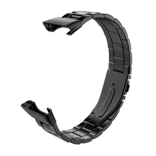 For Xiaomi Mi Band 7 Pro Three-bead Flat Buckle Stainless Steel Watch Band(Black) - Watch Bands by buy2fix | Online Shopping UK | buy2fix
