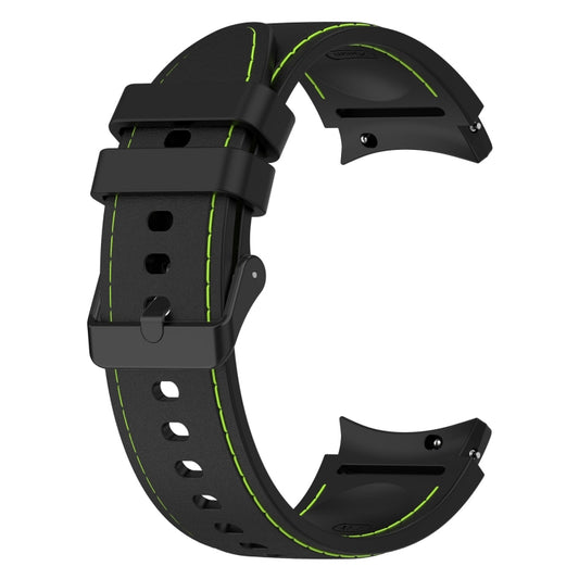 For Samsung Galaxy Watch5 / Watch5 Pro /  Watch4 Leather Texture Silicone Watch Band(Black+Green) - Watch Bands by buy2fix | Online Shopping UK | buy2fix