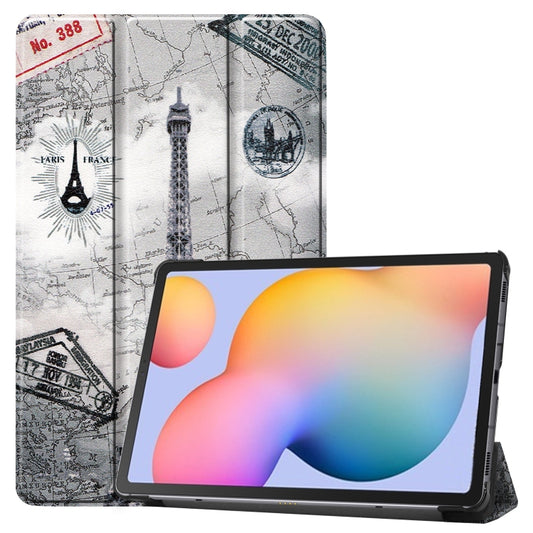 For Samsung Galaxy Tab S6 Lite P610 10.4 inch Colored Drawing Horizontal Flip Leather Case, with Three-folding Holder & Sleep / Wake-up Function(Eiffel Tower) - Tab S6 Lite P610 / P615 by buy2fix | Online Shopping UK | buy2fix