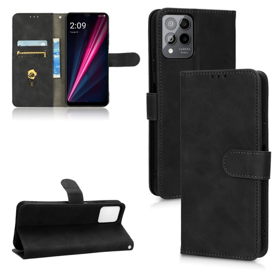 For T-Mobile Revvl 6 Pro 5G Skin Feel Magnetic Flip Leather Phone Case(Black)