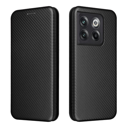 For OnePlus 10T 5G Carbon Fiber Texture Flip Leather Phone Case(Black) - OnePlus Cases by buy2fix | Online Shopping UK | buy2fix