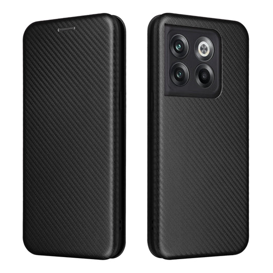 For OnePlus 10T 5G Carbon Fiber Texture Flip Leather Phone Case(Black) - OnePlus Cases by buy2fix | Online Shopping UK | buy2fix