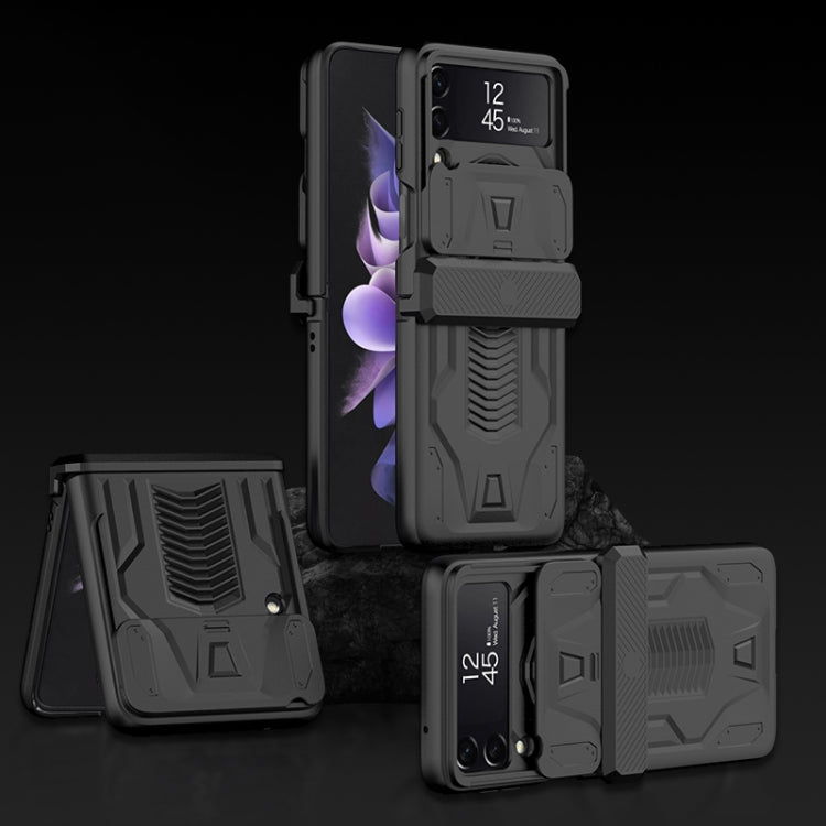 For Samsung Galaxy Z Flip4 GKK Sliding Camshield Magnetic Armor Flip Phone Case(Black) by GKK