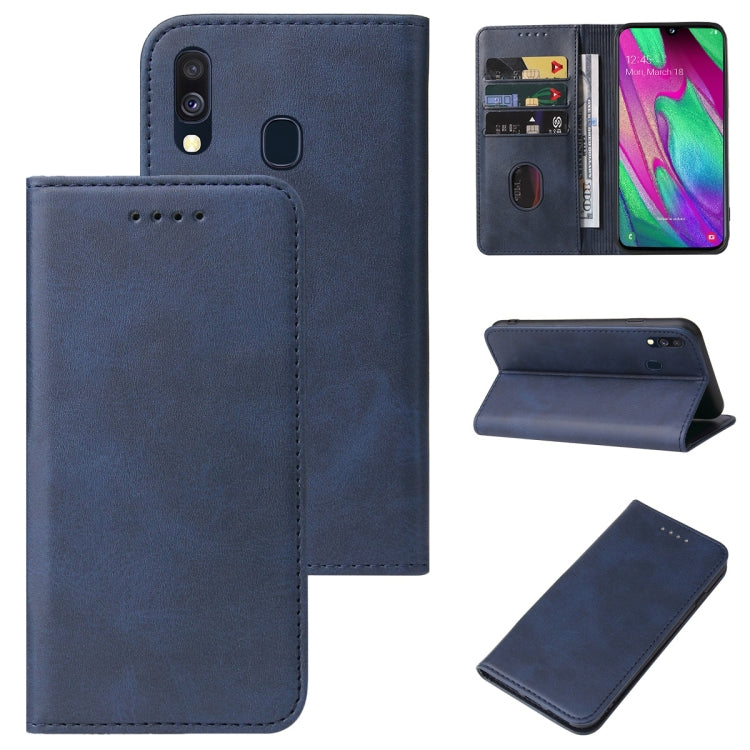 For Samsung Galaxy A40 Magnetic Closure Leather Phone Case(Blue) by buy2fix
