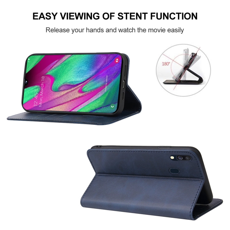 For Samsung Galaxy A40 Magnetic Closure Leather Phone Case(Blue) by buy2fix