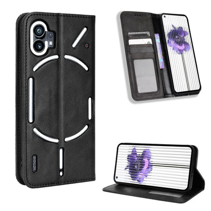 For Nothing Phone 1 Magnetic Buckle Retro Texture Leather Phone Case(Black) by buy2fix