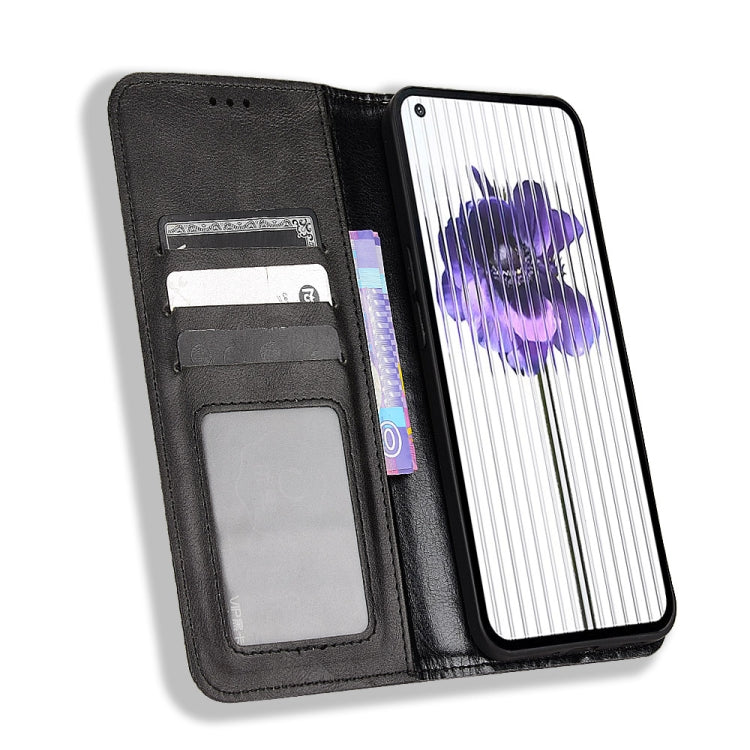 For Nothing Phone 1 Magnetic Buckle Retro Texture Leather Phone Case(Black) by buy2fix