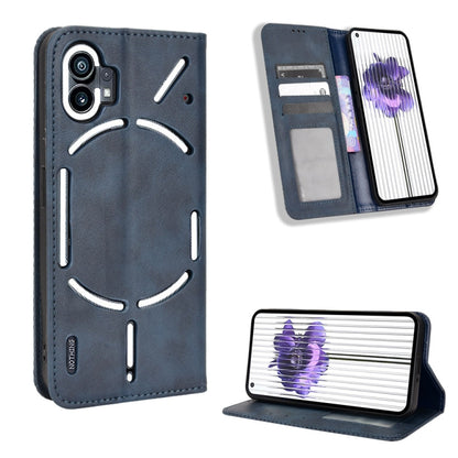 For Nothing Phone 1 Magnetic Buckle Retro Texture Leather Phone Case(Blue) by buy2fix