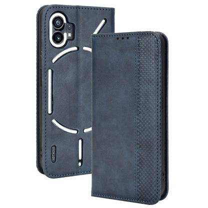 For Nothing Phone 1 Magnetic Buckle Retro Texture Leather Phone Case(Blue) by buy2fix