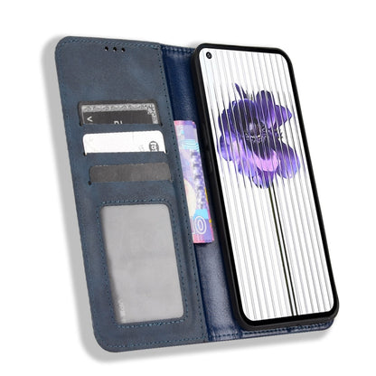 For Nothing Phone 1 Magnetic Buckle Retro Texture Leather Phone Case(Blue) by buy2fix