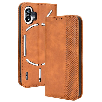 For Nothing Phone 1 Magnetic Buckle Retro Texture Leather Phone Case(Brown) by buy2fix