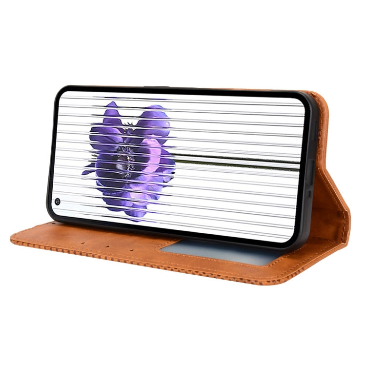 For Nothing Phone 1 Magnetic Buckle Retro Texture Leather Phone Case(Brown) by buy2fix