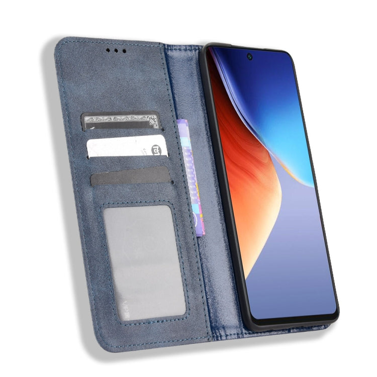 For Tecno Camon 19 Magnetic Buckle Retro Texture Leather Phone Case(Blue) by buy2fix