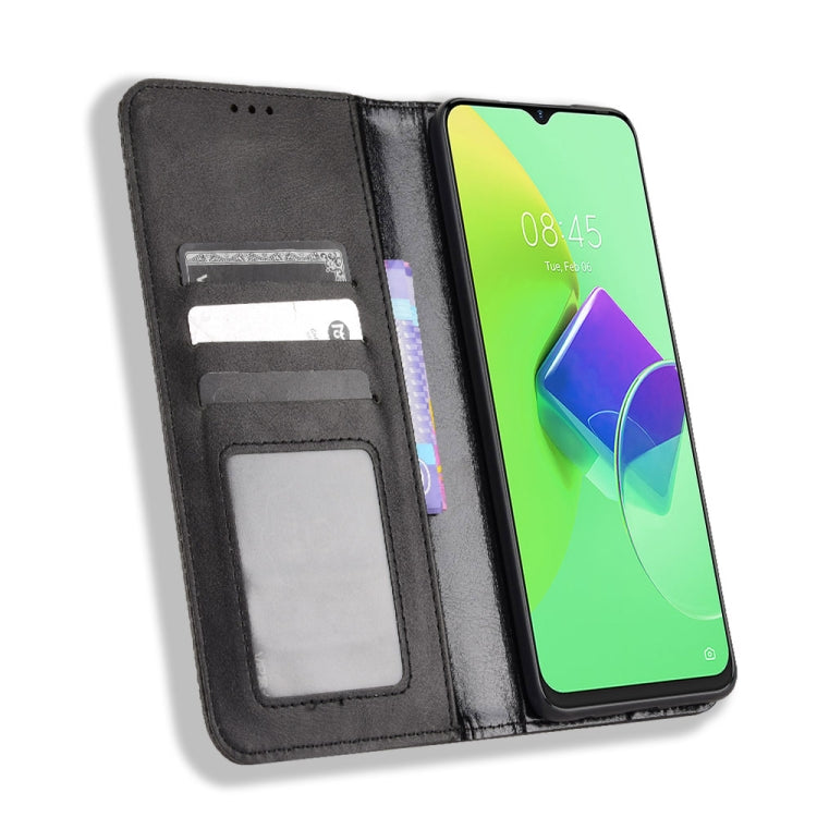 For Tecno Spark 9 Pro Magnetic Buckle Retro Texture Leather Phone Case(Black) by buy2fix