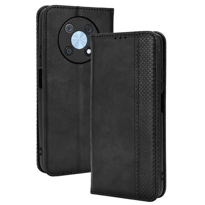 For Huawei nova Y90 Magnetic Buckle Retro Texture Leather Phone Case(Black) - Huawei Cases by buy2fix | Online Shopping UK | buy2fix