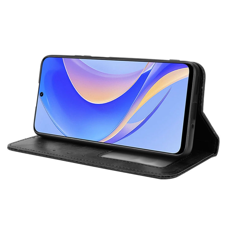 For Huawei nova Y90 Magnetic Buckle Retro Texture Leather Phone Case(Black) - Huawei Cases by buy2fix | Online Shopping UK | buy2fix