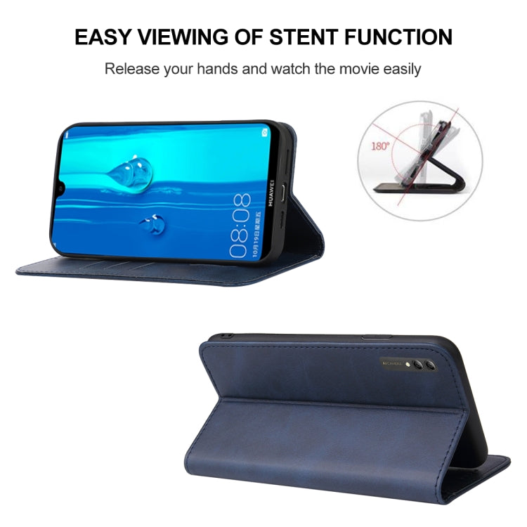 For Huawei Y Max Magnetic Closure Leather Phone Case(Blue) - Huawei Cases by buy2fix | Online Shopping UK | buy2fix