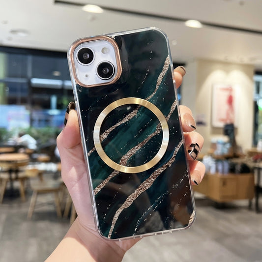 For iPhone 13 Pro Max Gilt Marble Magsafe Phone Case (Dark Green Black) - iPhone 13 Pro Max Cases by buy2fix | Online Shopping UK | buy2fix
