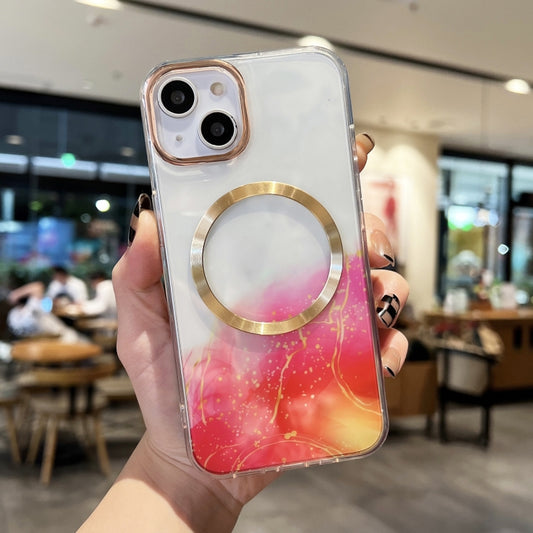 For iPhone 13 Marble MagSafe Clear Phone Case(Red) - iPhone 13 Cases by buy2fix | Online Shopping UK | buy2fix