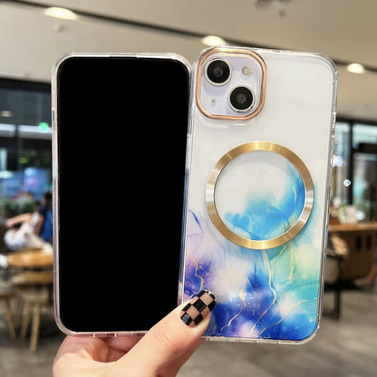 For iPhone 13 Marble MagSafe Clear Phone Case(Red) - iPhone 13 Cases by buy2fix | Online Shopping UK | buy2fix