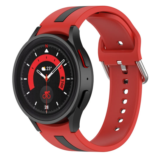 For Samsung Galaxy Watch5 / Watch5 Pro Two-color Stripe Silicone Watch Band(Red Black) - Watch Bands by buy2fix | Online Shopping UK | buy2fix