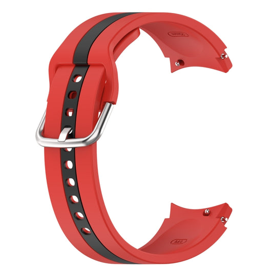 For Samsung Galaxy Watch5 / Watch5 Pro Two-color Stripe Silicone Watch Band(Red Black) - Watch Bands by buy2fix | Online Shopping UK | buy2fix
