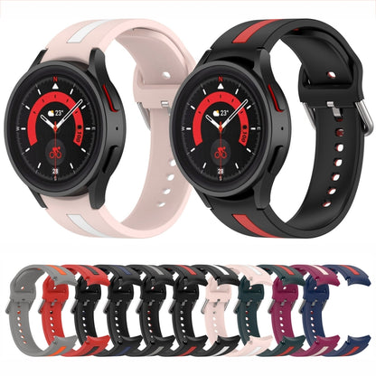 For Samsung Galaxy Watch5 / Watch5 Pro Two-color Stripe Silicone Watch Band(Red Black) - Watch Bands by buy2fix | Online Shopping UK | buy2fix